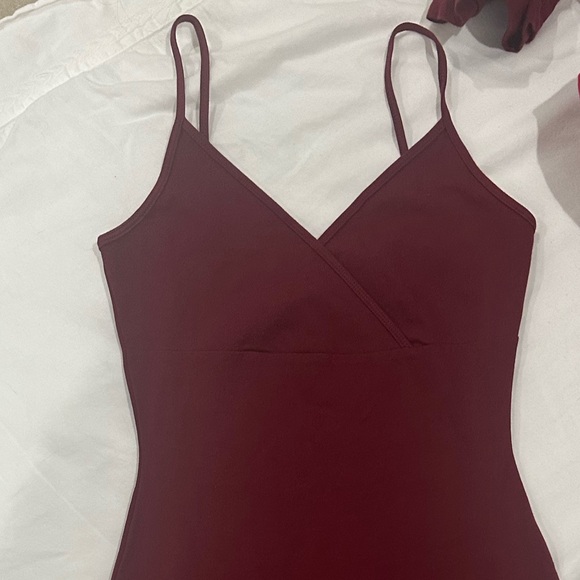 Elegant Burgundy Spaghetti Strap Dress - Picture 2 of 2